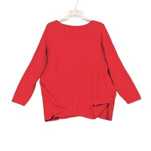 Red Sweater Women's 2X Long Sleeve Scoop Neck Pullover Boxy Oversize
